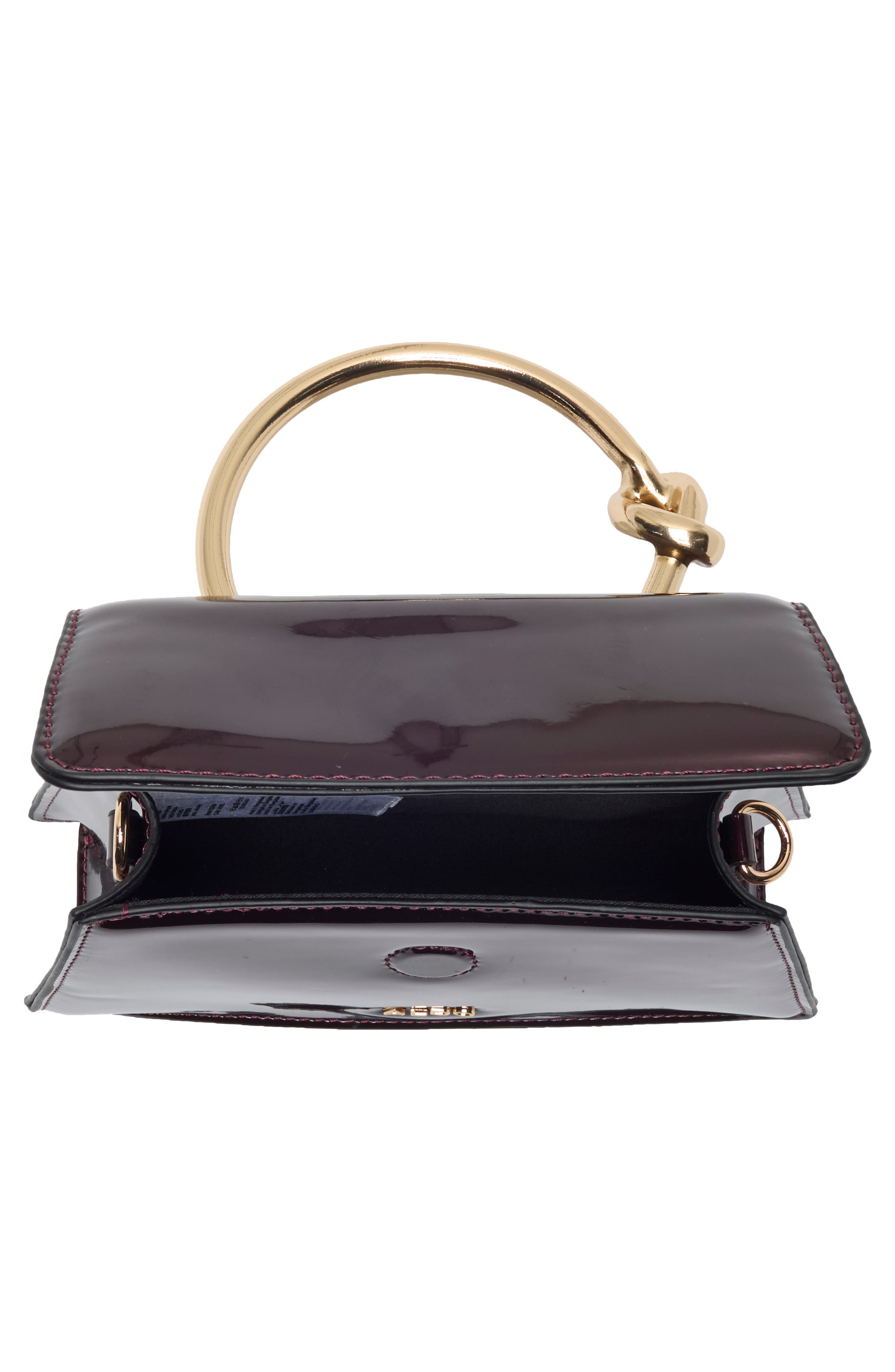 McKaley Faux Leather Handbag, Alternate, color, BORDO PATENT