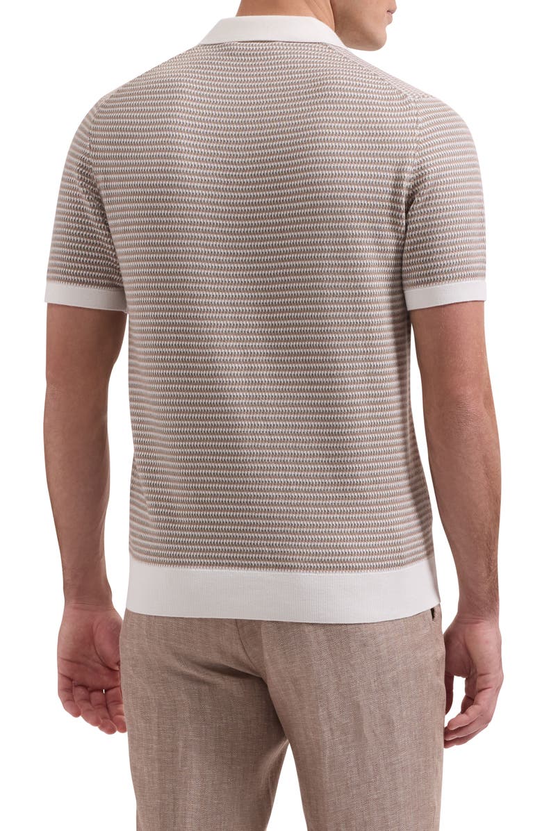 Bugatchi Johnny Collar Stripe Sweater, Alternate, color, Camel