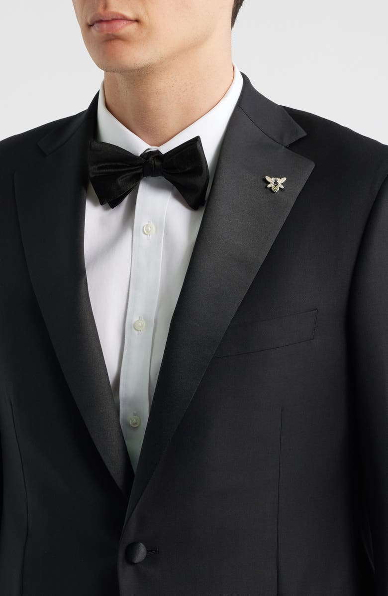 Heritage Gold Notched Lapel Black Wool Tuxedo, Alternate, color, Black