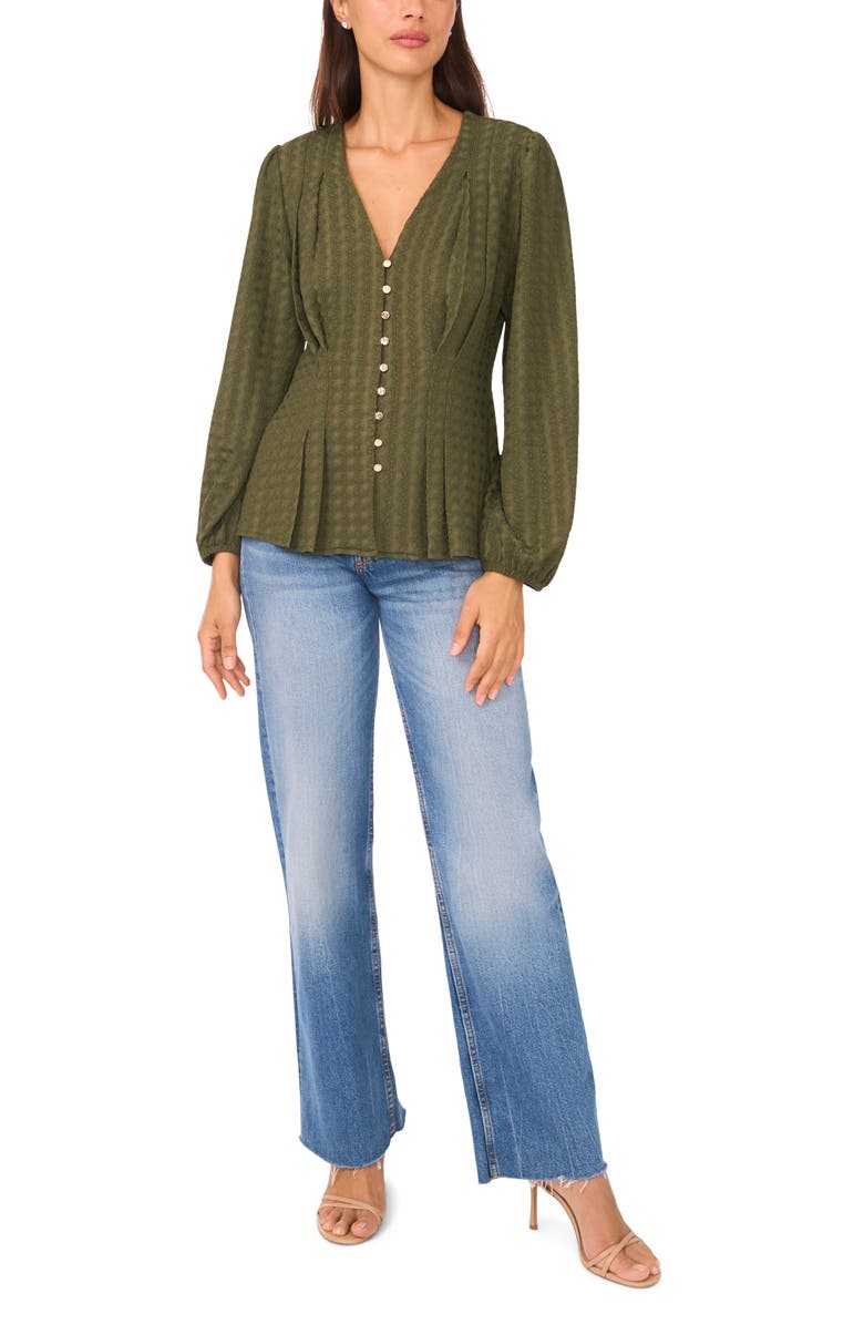 Ted Baker Textured Long Sleeve Top, Alternate, color, Quiet Olive