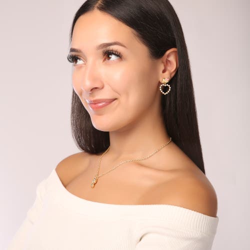 Hello Kitty Heart Dangle Stud Earrings In Gold