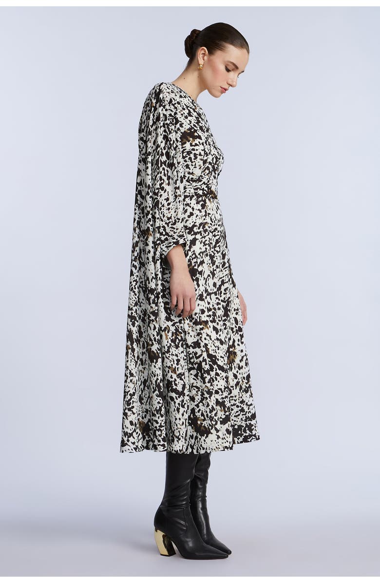 BCBGMAXAZRIA One Sleeve Midi Dress, Alternate, color, Dotty Print