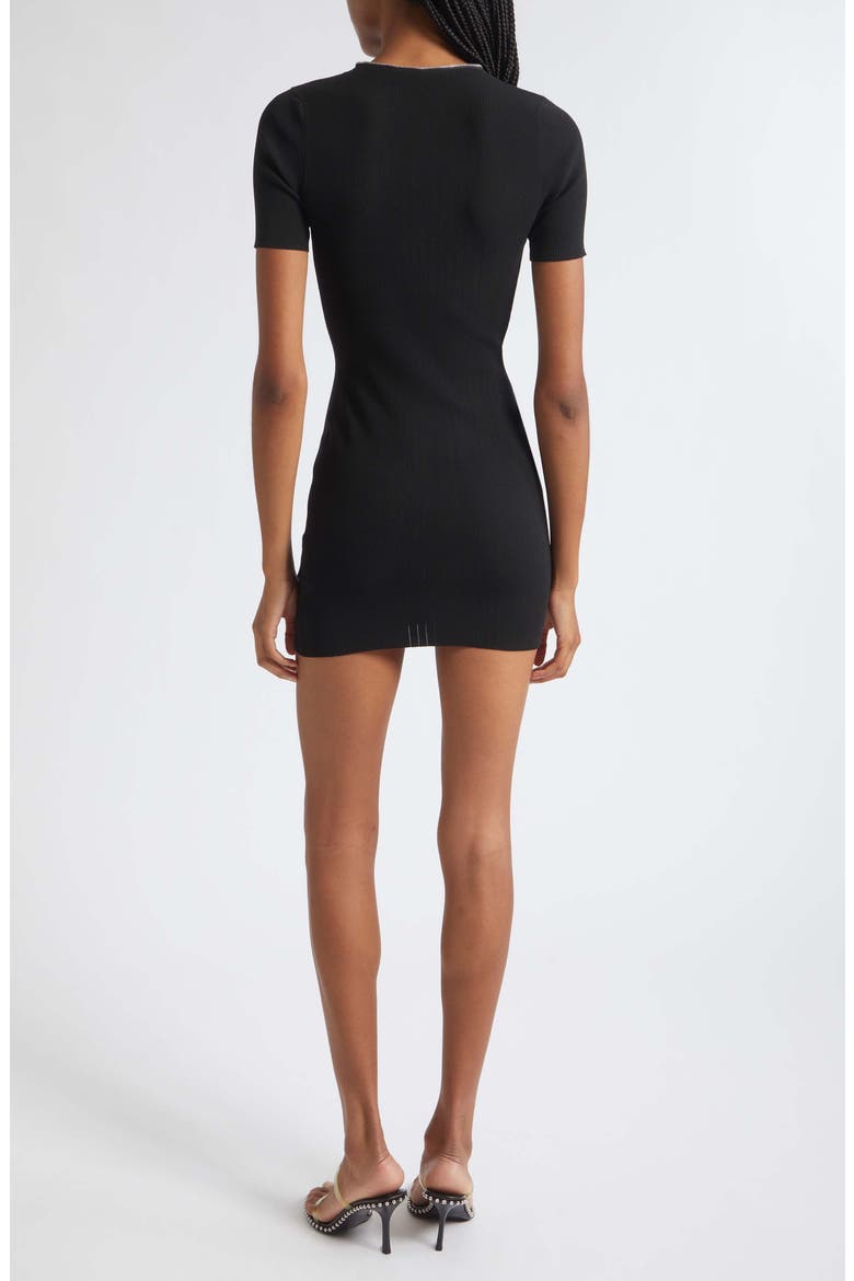 Zip Pointelle Rib Sweater Dress, Alternate, color, BLACK