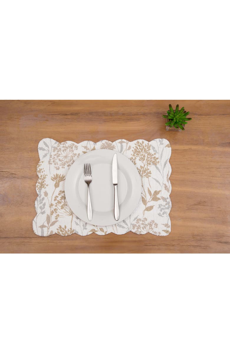 C&F Home Carmella Fields 100% Cotton Quilted Set of 6 Placemats 13" x 19", Alternate, color, Beige