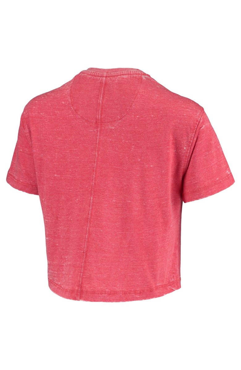 PRESSBOX Women's Pressbox Red Wisconsin Badgers Edith Vintage Burnout Crop T-Shirt, Alternate, color, 