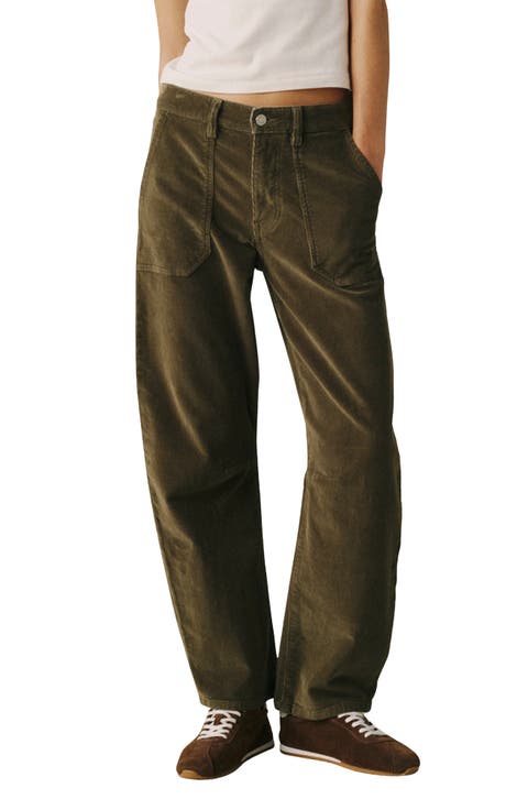 BNA High Waist Barrel Leg Corduroy Jeans