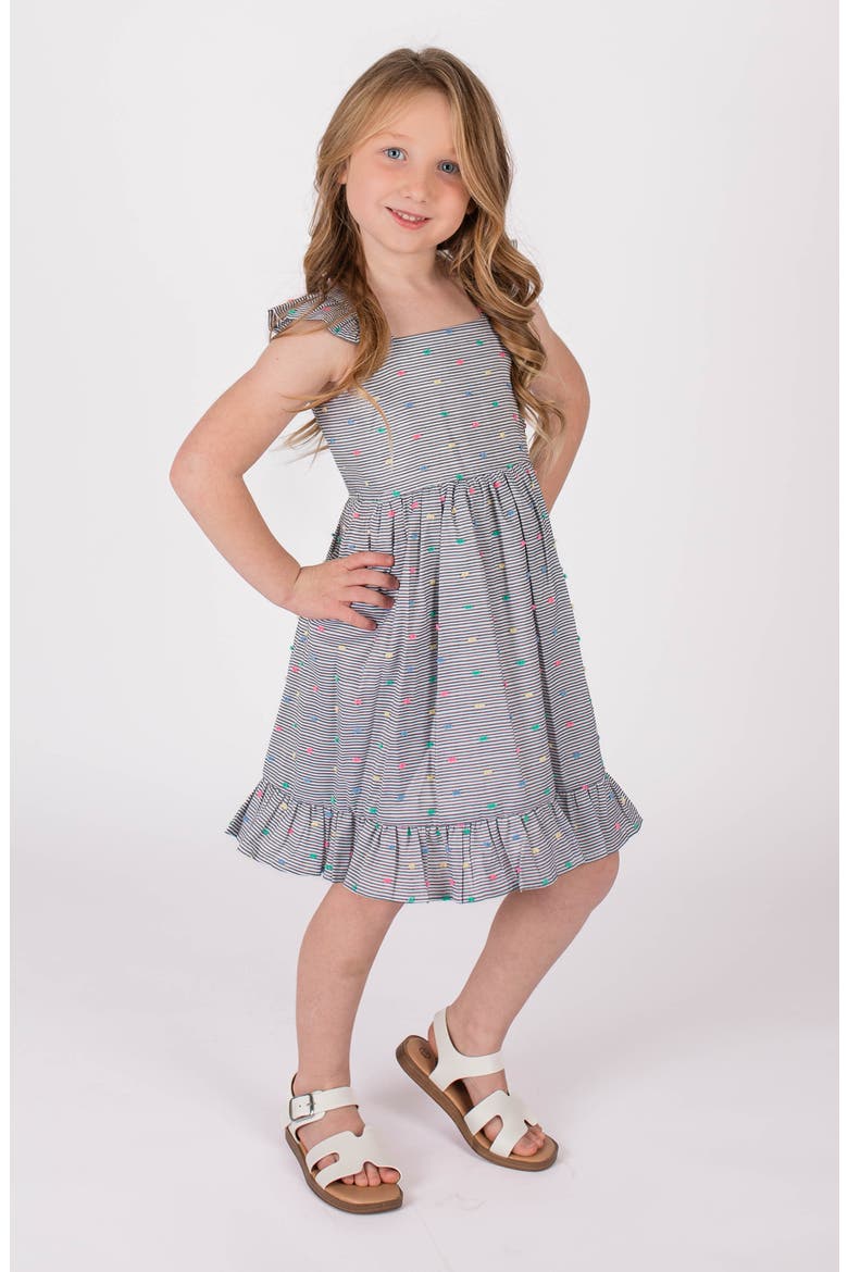 Kids' Stripe Clip Dot Cotton Party Dress, Alternate, color, BLACK/ WHITE