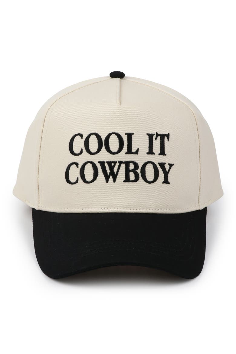 Cool it Cowboy Embroidered Baseball Cap, Main, color, BLACK