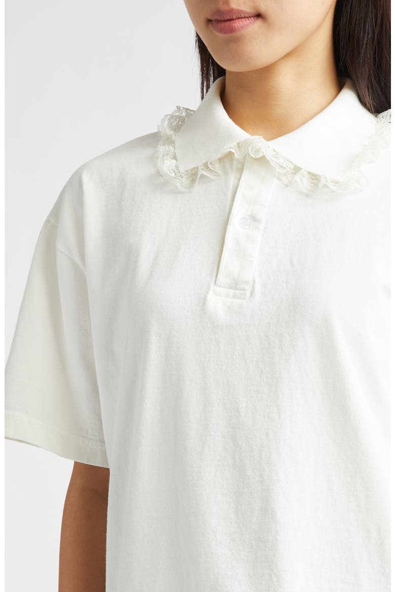 Gender Inclusive Cletus Lace Trim Polo, Alternate, color, IVORY