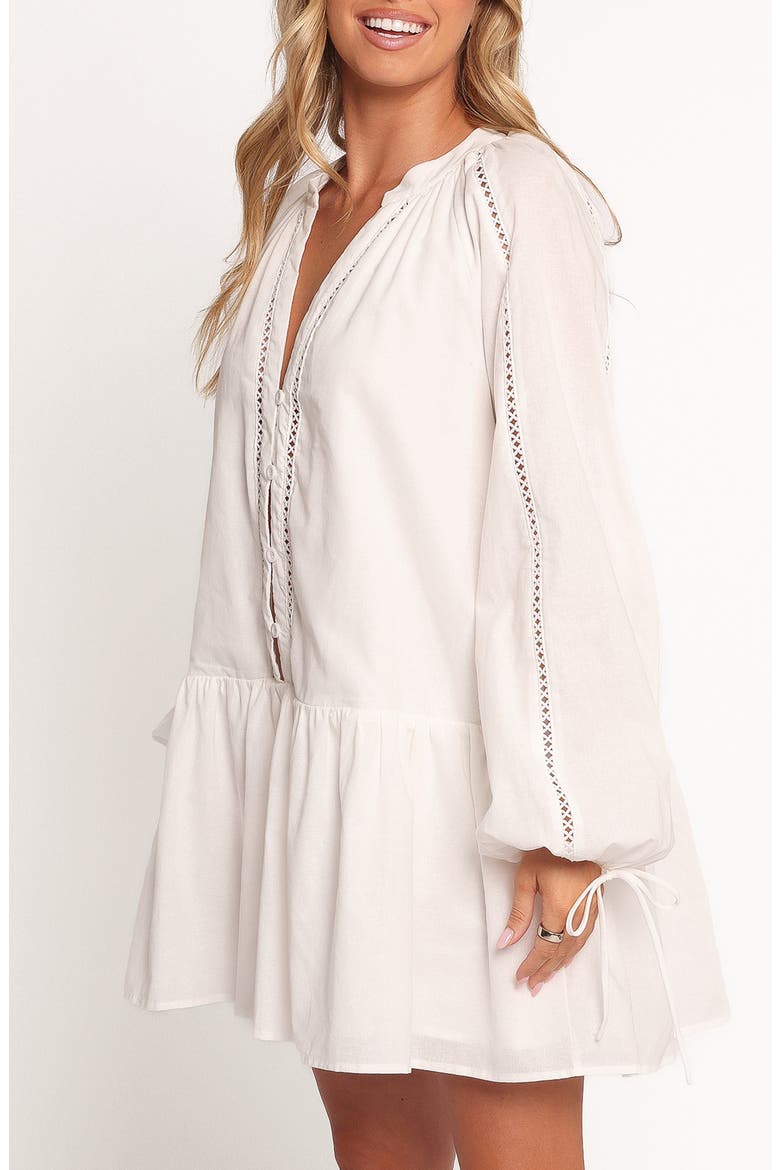 Hart Long Sleeve Cotton & Linen Minidress, Alternate, color, WHITE