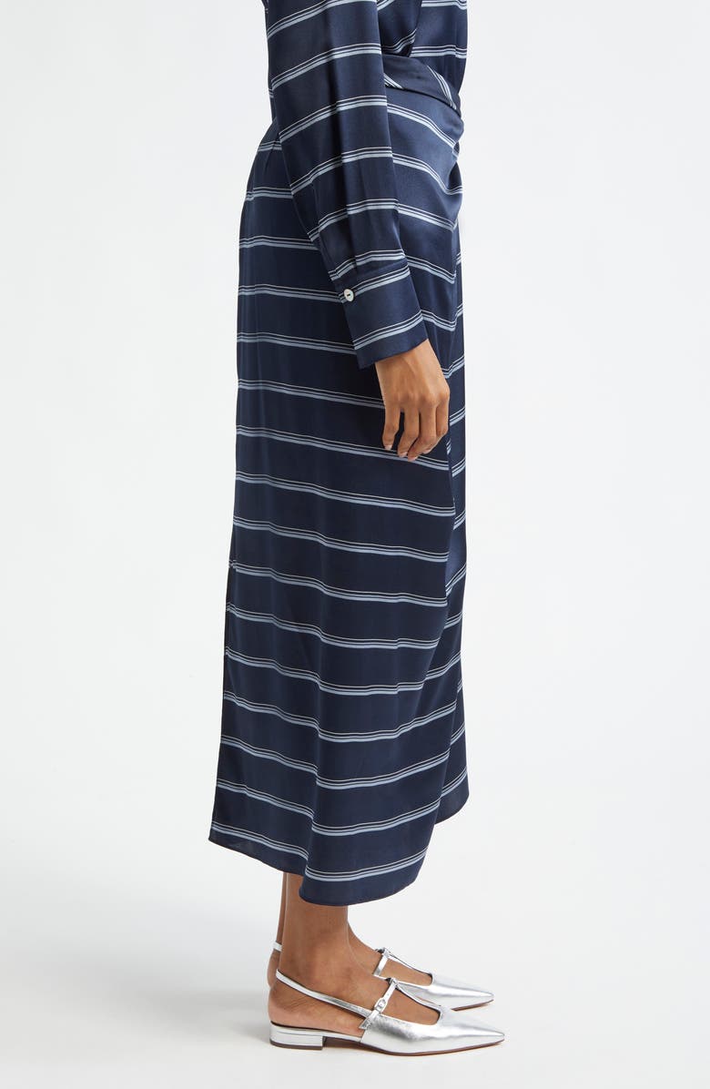 Vince Rugby Stripe Gathered Satin Skirt, Alternate, color, Coastal/ Slate