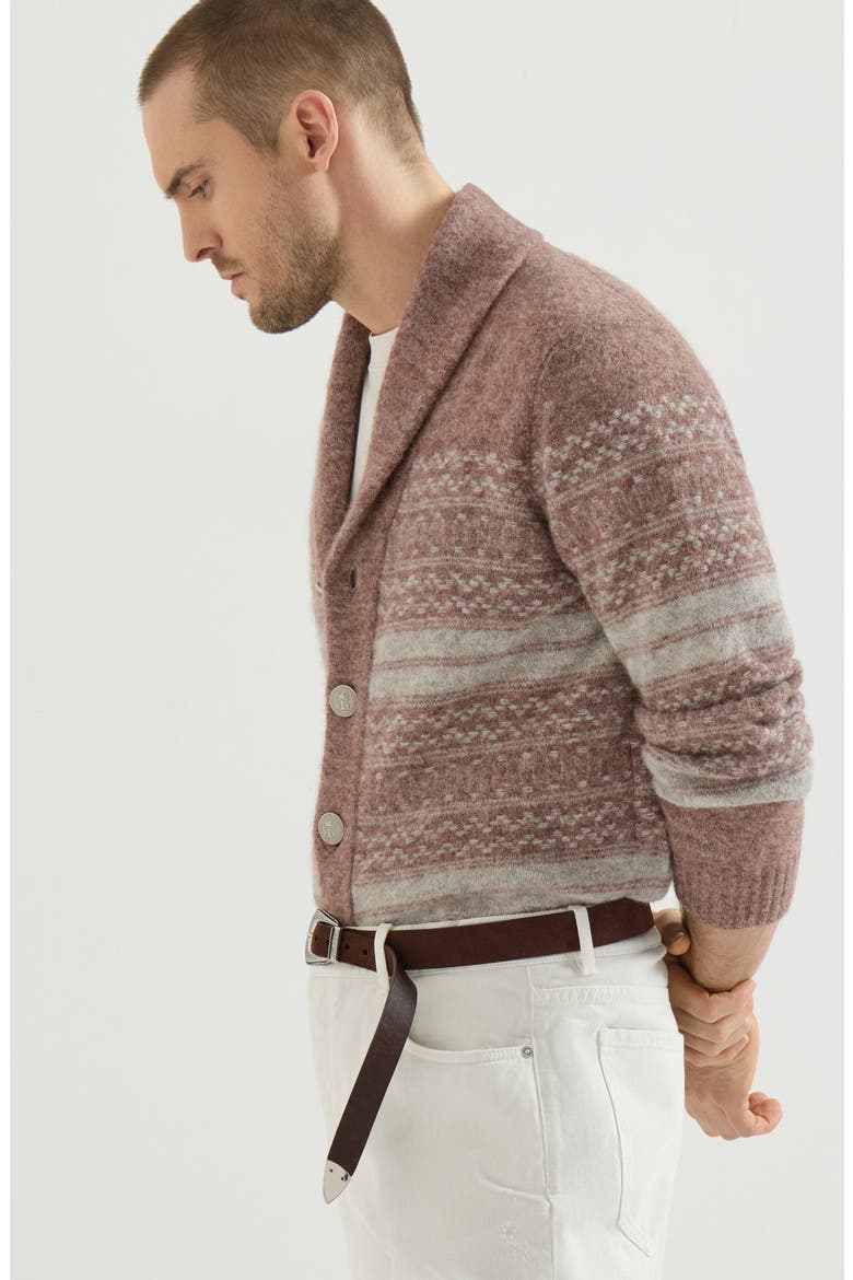 Alpaca, cashmere and wool nordic jacquard cardigan, Alternate, color, Red