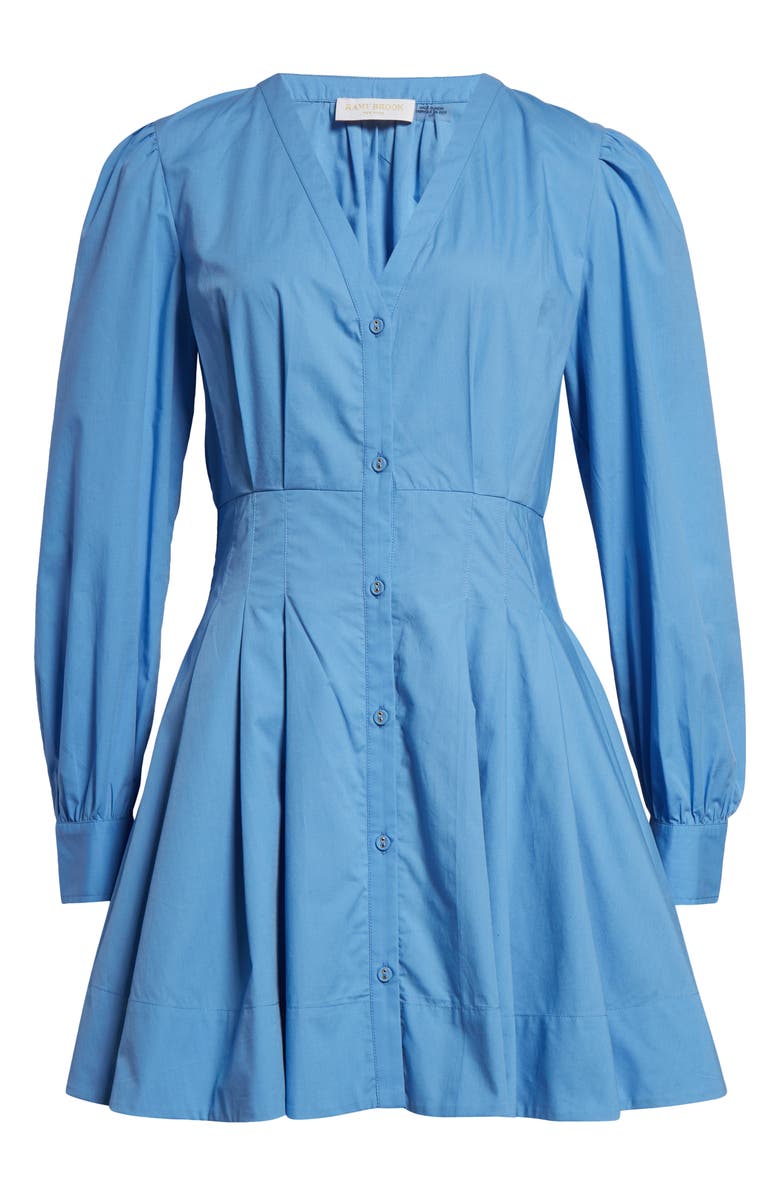Ramy Brook Julianna Pleated Long Sleeve Poplin Minidress, Alternate, color, Cornflower Blue