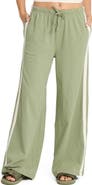 Billabong Wave Stamp Side Stripe Wide Leg Cotton Jersey Pants