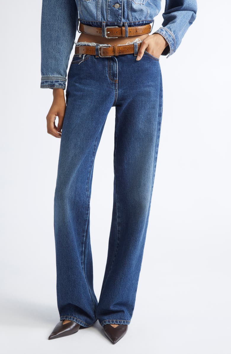 JULIE KEGELS Po Straight Leg Jeans, Main, color, Dark Blue