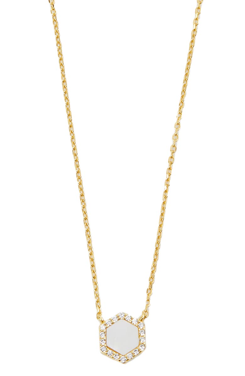 ARGENTO VIVO Pavé Mother-of-Pearl Hexagon Pendant Necklace, Alternate, color, Gold