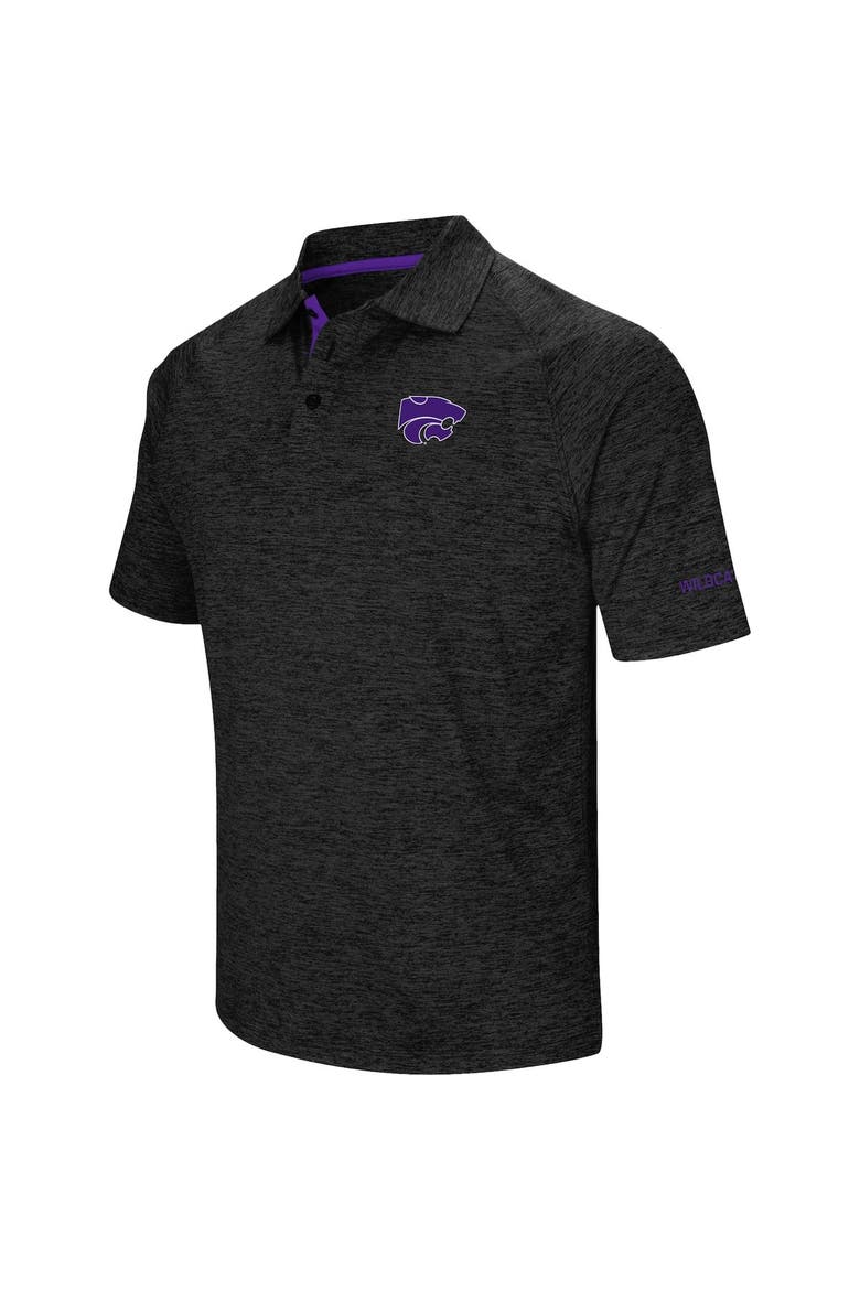 Men's Colosseum Black Kansas State Wildcats Down Swing Polo, Alternate, color, Heather Black