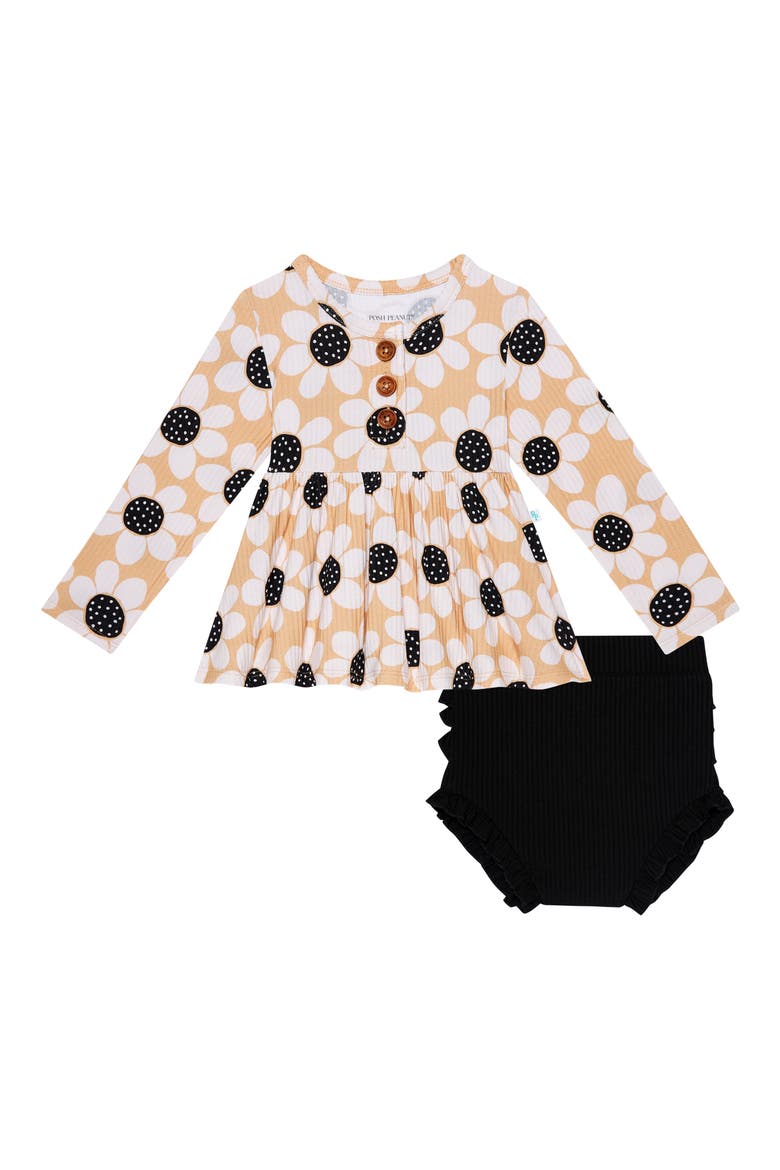 Kids' Reagan Long Sleeve Henley Peplum Top & Bloomers, Main, color, LIGHT BEIGE