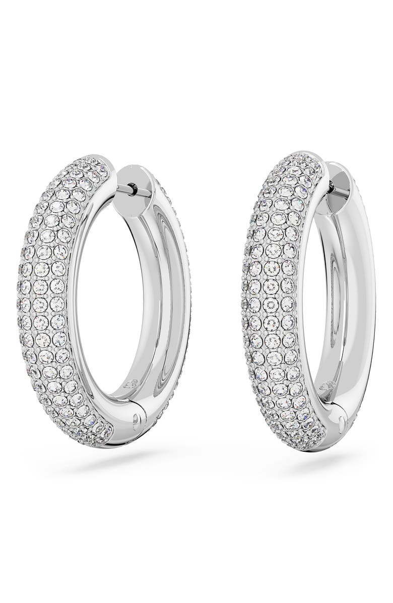 Swarovski Dextera Crystal Hoop Earrings, Alternate, color, Silver