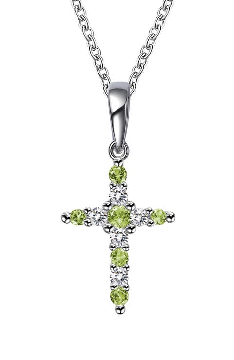 Birthstone Cross Pendant Necklace