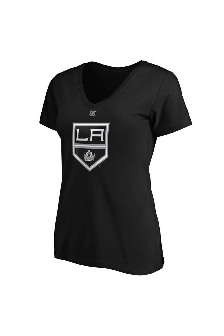 Women's Fanatics Branded Quinton Byfield Black Los Angeles Kings Authentic Stack Name & Number V-Neck T-Shirt, Alternate, color, Black