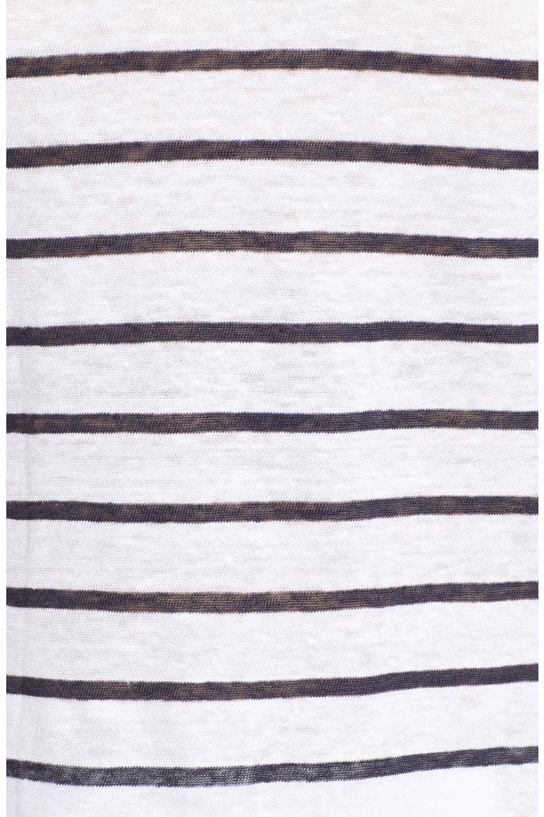 Cap Sleeve V-Neck Linen Tee, Alternate, color, NAVY ECLIPSE STRIPE