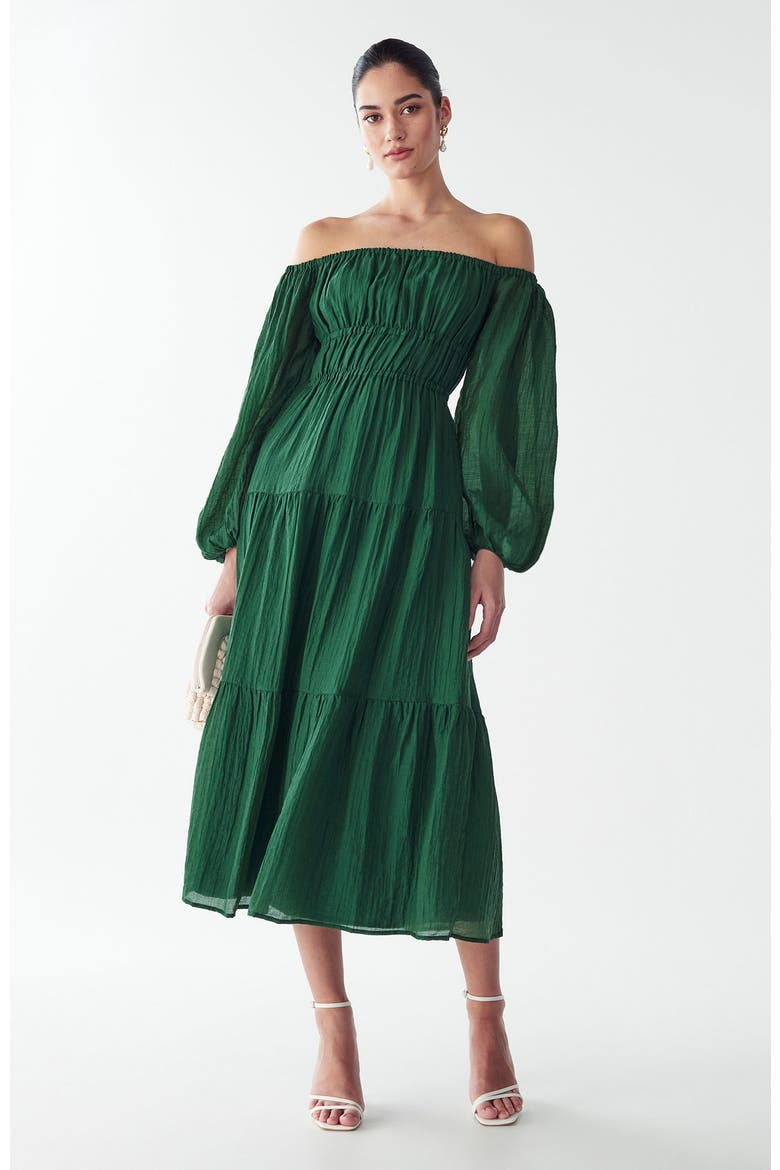 Burnese Midi Dress, Alternate, color, Emerald