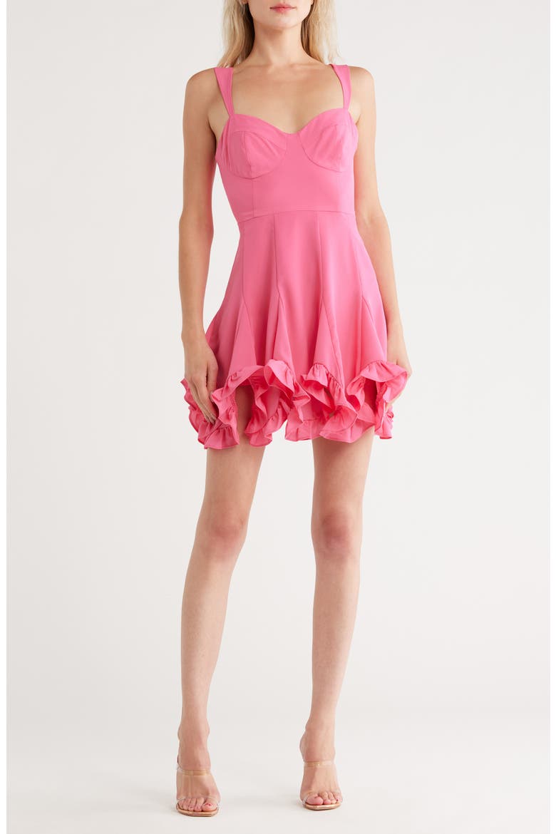 Scallop Hem Fit and Flare Dress, Main, color, HOT PINK
