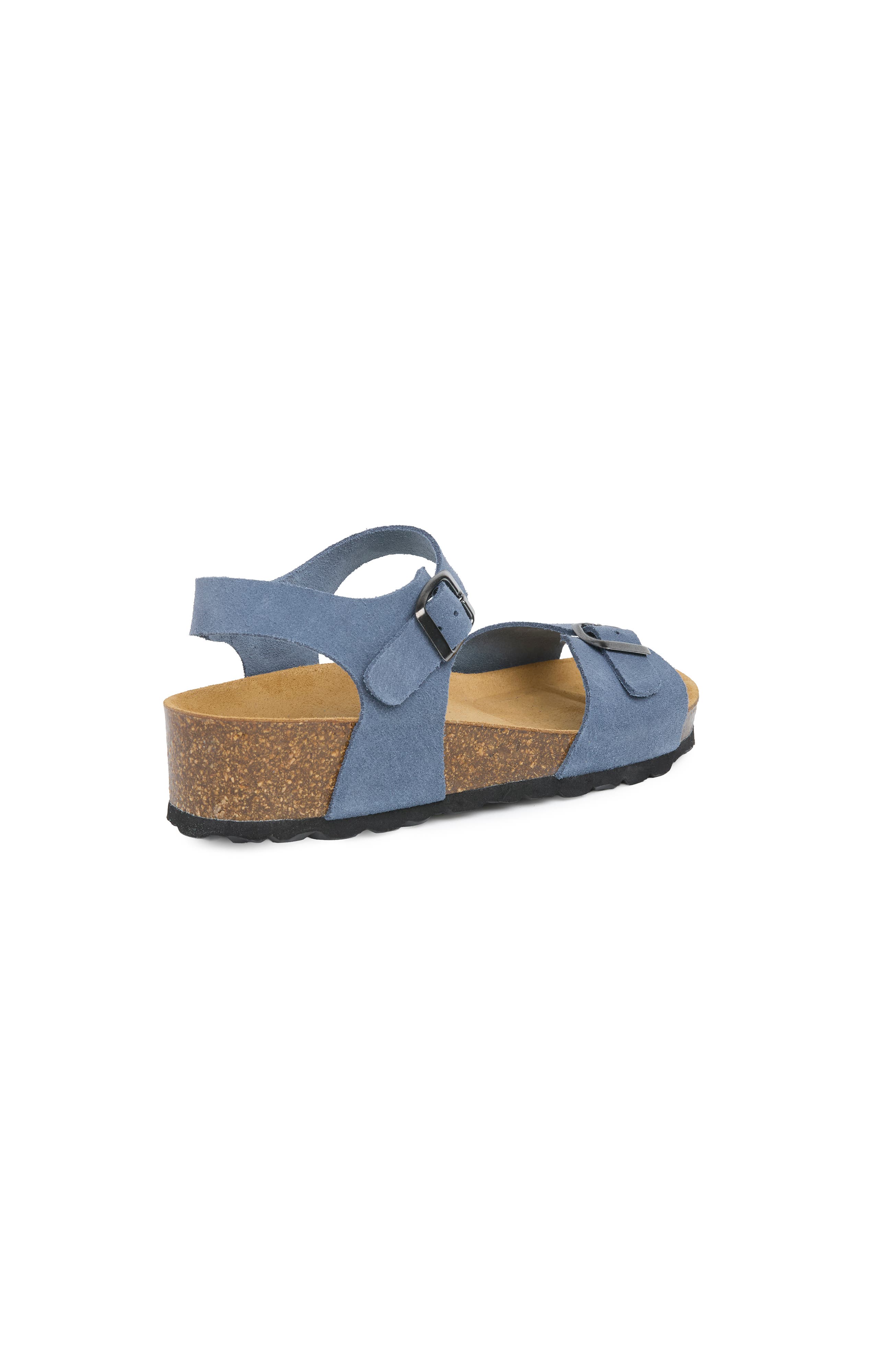 Celtic & Co. Low Wedge Double Buckle Suede Sandal, Alternate, color, Cobalt