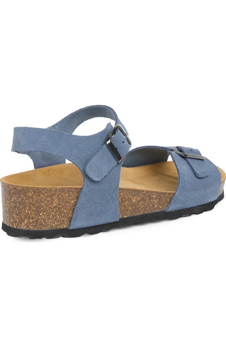 Celtic & Co. Low Wedge Double Buckle Suede Sandal, Alternate, color, Cobalt