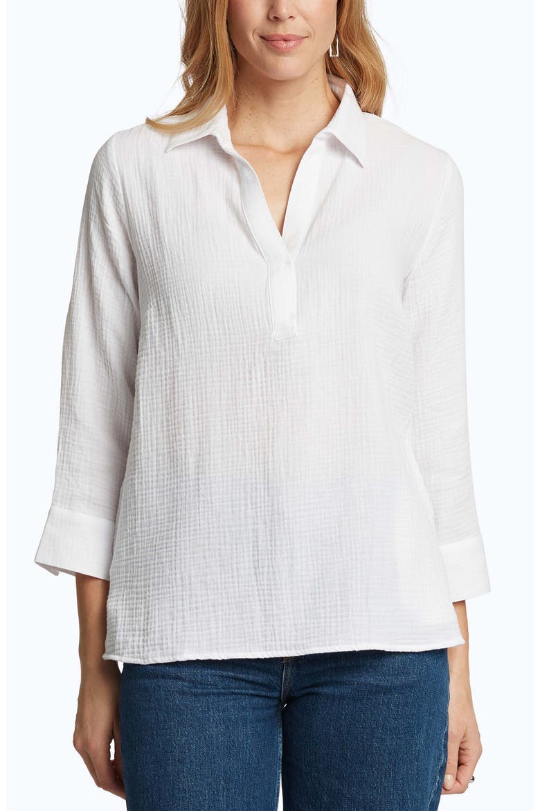 Sophia Cotton Gauze Popover Shirt, Main, color, WHITE