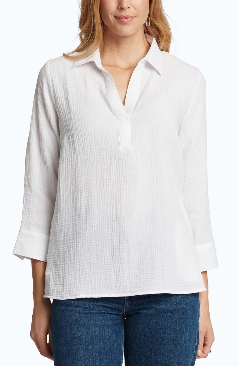 Foxcroft Sophia Cotton Gauze Popover Shirt, Main, color, 