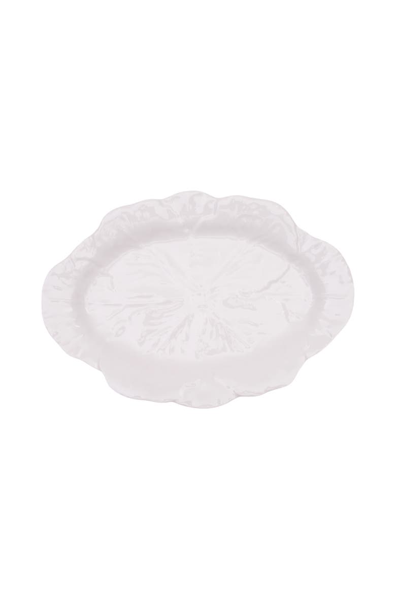 White Cabbage Leaf Large Serving Platter 15.76", Main, color, Green