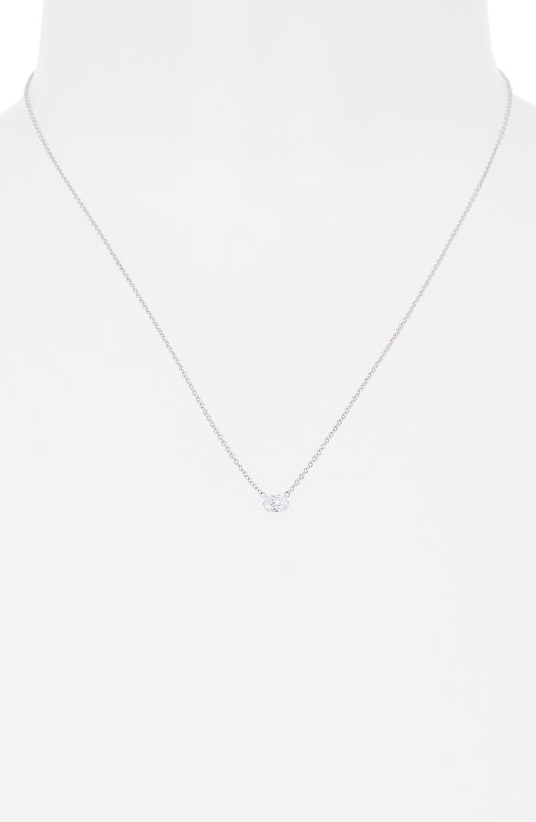 Nadri Modern Love Small Oval Cubic Zirconia Pendant Necklace, Alternate, color, Rhodium