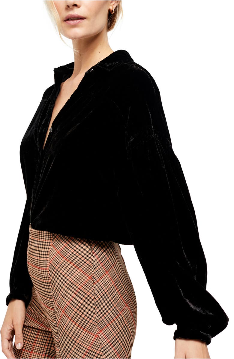 Free People La Luna Velvet Shirt, Alternate, color,