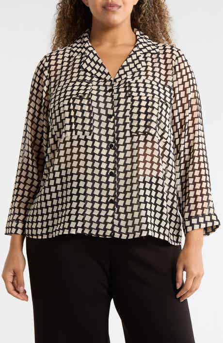 T Tahari Long Sleeve Crop Utility Button-Up Shirt