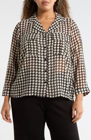 T Tahari Long Sleeve Crop Utility Button-Up Shirt