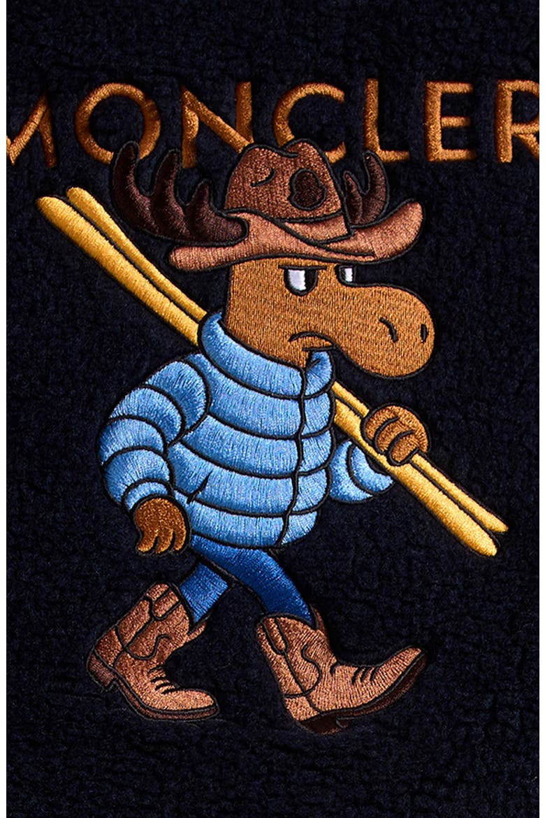 Kids' Cowboy Embroidered High Pile Fleece Mock Neck Pullover, Alternate, color, NAVY