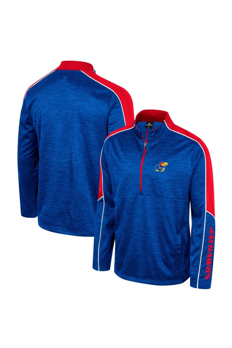 Men's Colosseum Royal Kansas Jayhawks Marled Half-Zip Jacket, Main, color, Royal