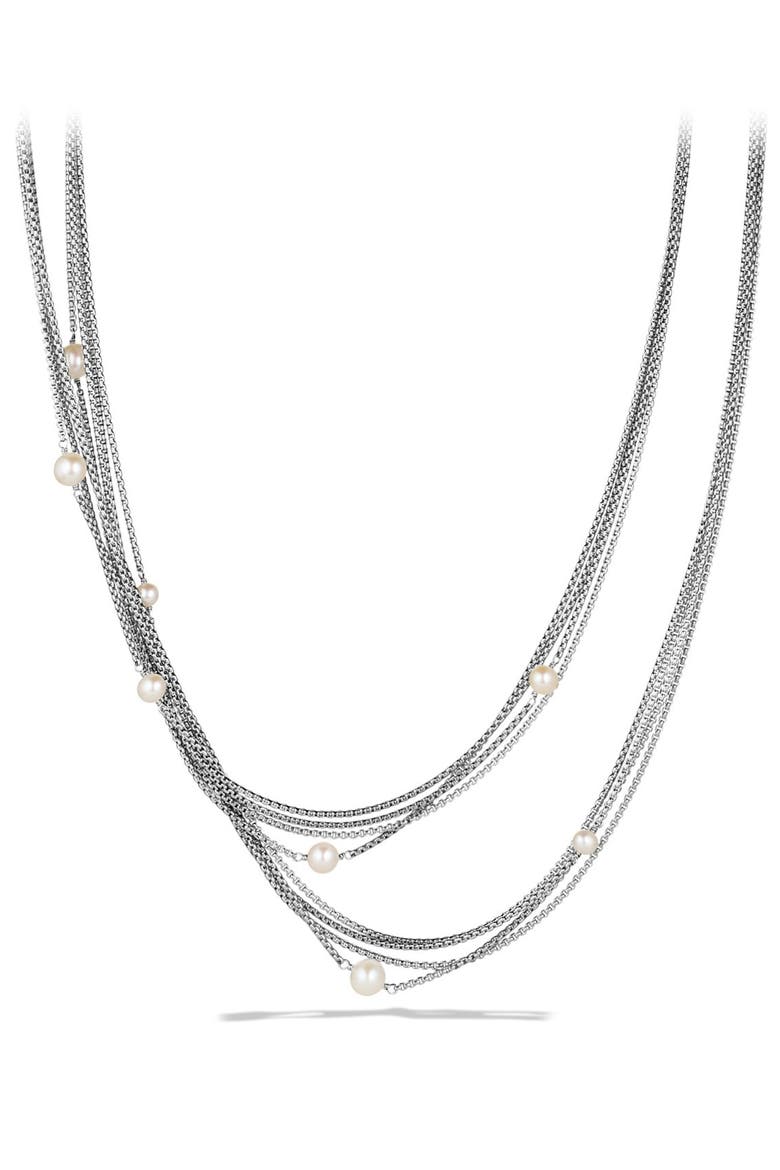 Four-Row Chain Necklace with Pearls, Main, color, PEARL