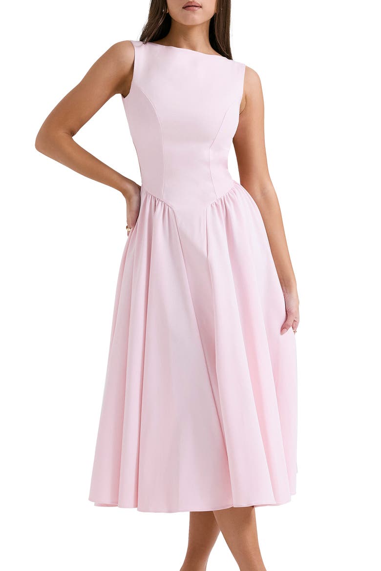 Florentina Open Back Cocktail Midi Dress, Alternate, color, PALE ROSETTE