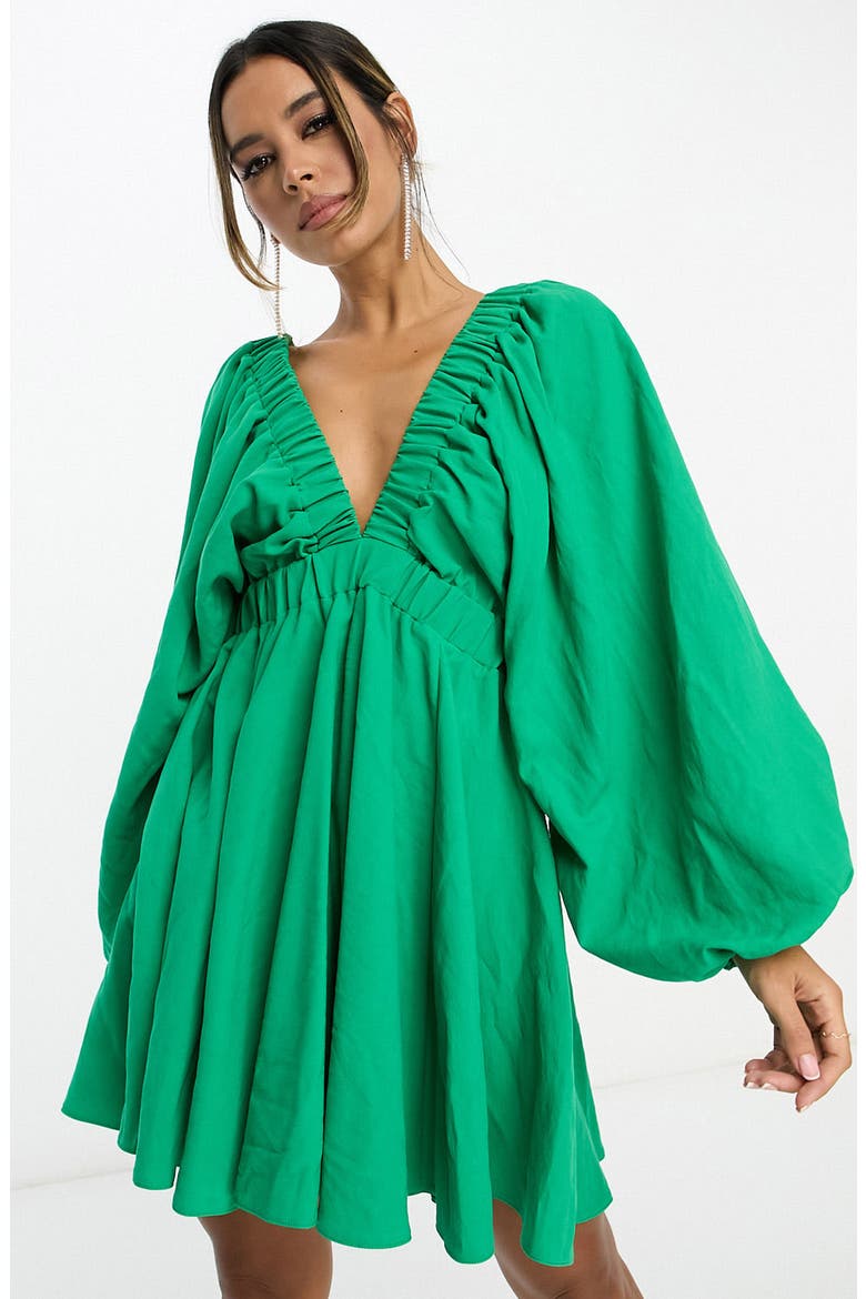 Structured Long Sleeve Minidress, Alternate, color, MEDIUM GREEN