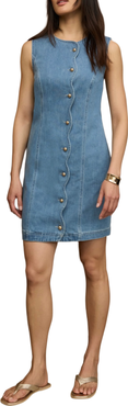 MINT VELVET Denim Scallop Mini Shift Dress
