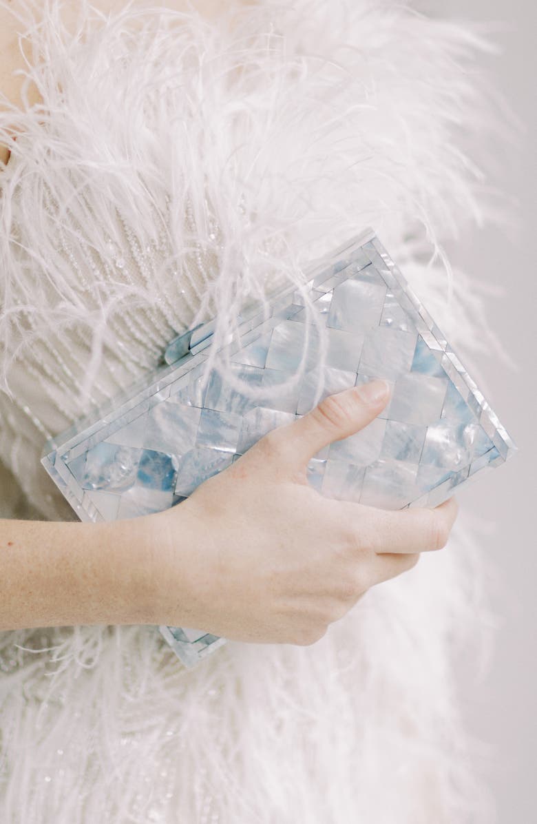 Freya Rose Athena Pale Blue Mother of Pearl Bag, Alternate, color, Pale Blue