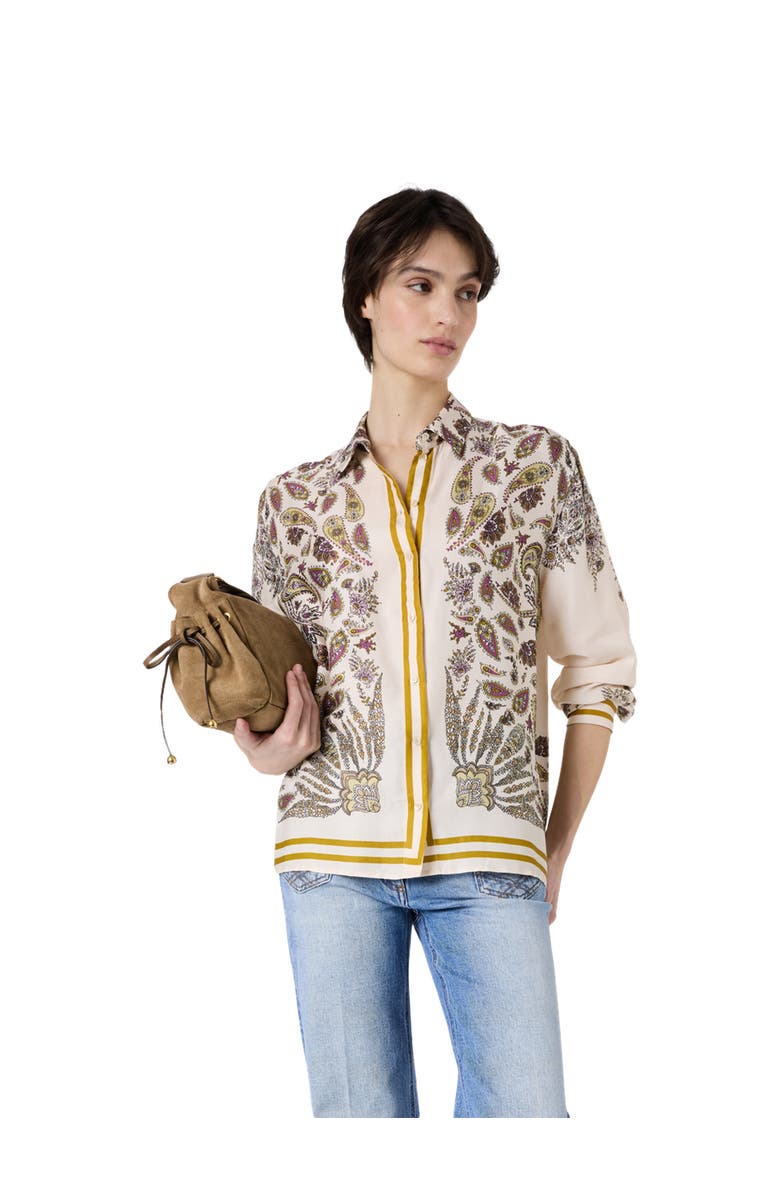 GERARD DAREL Draped Paisley Button-Down Blouse, Main, color, Yellow