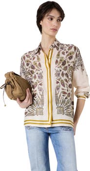 GERARD DAREL Draped Paisley Button-Down Blouse