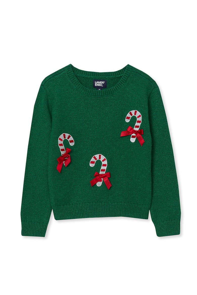 Girls Embellished Sweater, Main, color, Candy Cane/Green