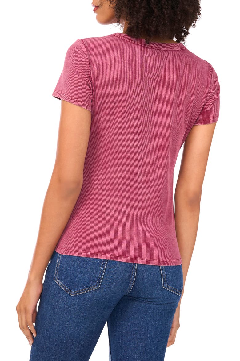 Ribbed Washed T-Shirt, Alternate, color, RHODODENDRON
