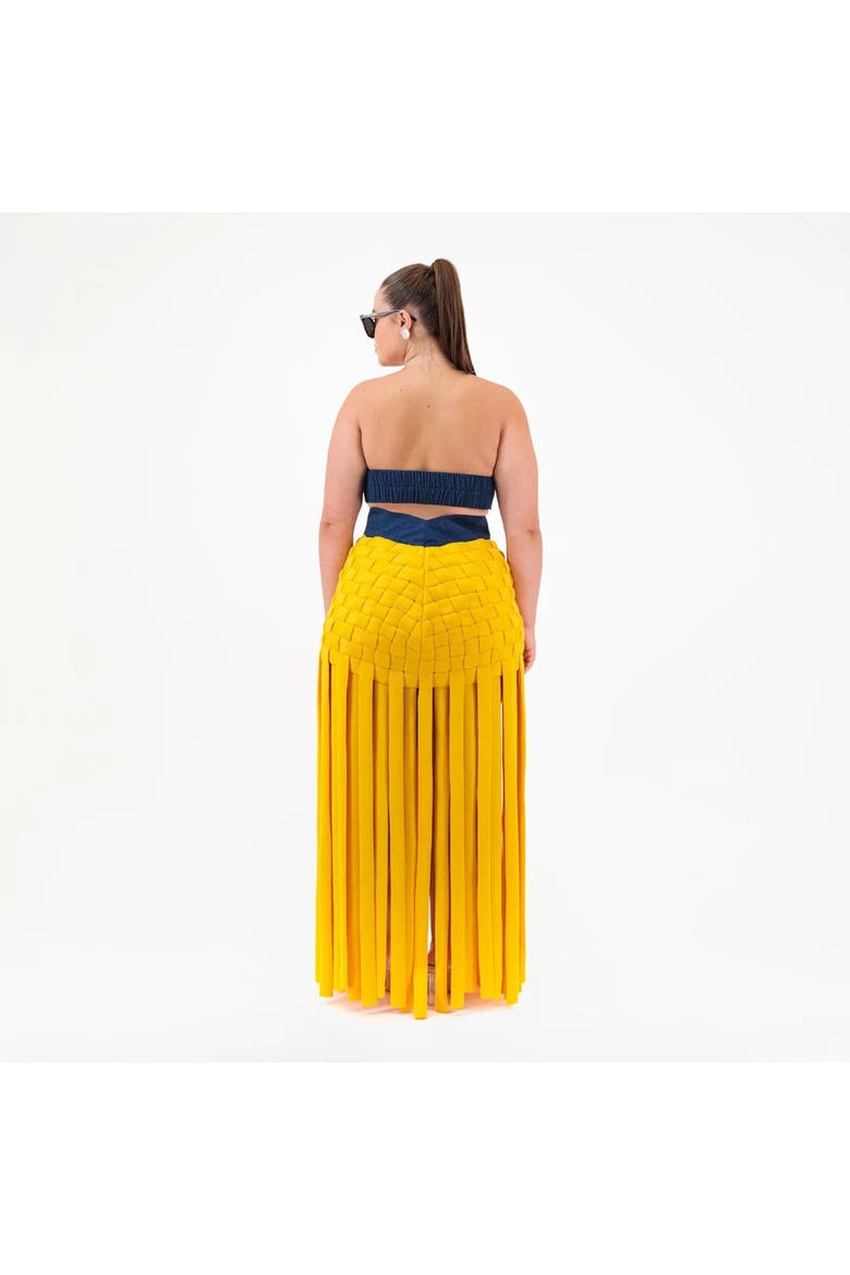 Medusa Fringe Maxi Skirt, Alternate, color, Yellow