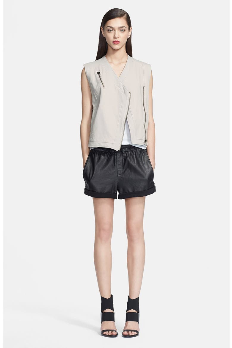 Leather Biker Vest, Main, color, NIMBUS